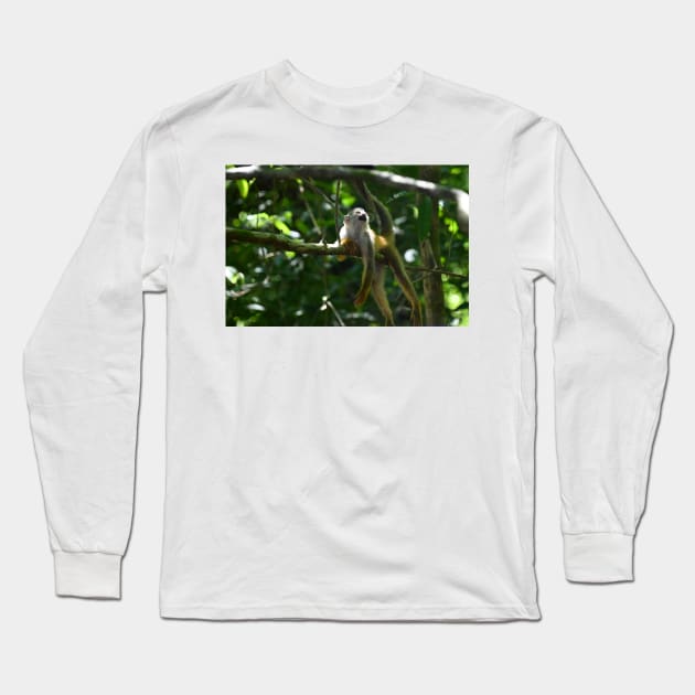 Squirrel Monkey at Rest Long Sleeve T-Shirt by cbernstein